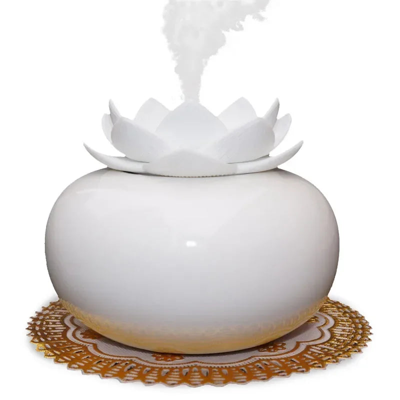 Lotus USB Air Humidifier Aroma Diffuser for Home Office Yoga Aromatherapy Essential Oil Aroma Diffuser Mini Ceramics Mist Maker