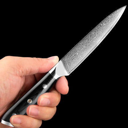 Japanese Utility Knife 5 Inch Damascus Kitchen Petty Knife VG10 67 Layer Razor Sharp Cutting Fruit Carving Chef’s Paring Knives