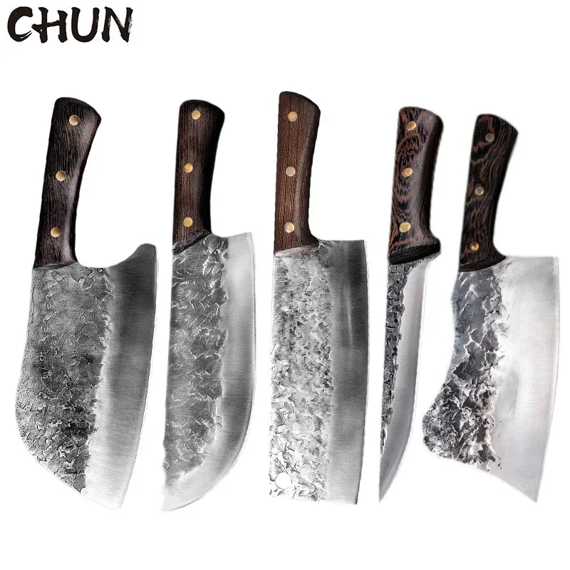 5CR15 Handmade Chopping Cleaver Butcher Knife High Carbon Steel Kitchen Chef Knife Sets Forged Blade Cooking Knives Set Cleaver