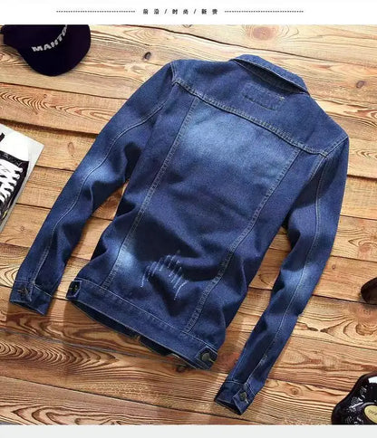 Spring Autumn Mens Denim Jacket + Jeans Pants Set Fashion Letters Printed Coat Trousers Two Piece Denim suit