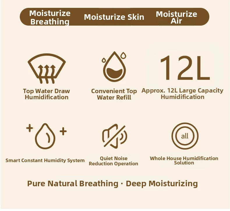 12L Intelligent Floor-Standing Humidifier Bedroom Living Room Office Three-Use Allergic Crowd Humidifier Winter Dry Skin Savior