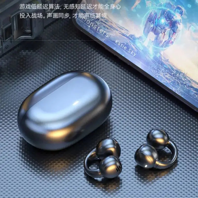 Wireless Earphones Bluetooth TWS Stereo Earbuds Hifi Clip-on Headphones HD Mic Headsets For IPhone Xiaomi Music Headset
