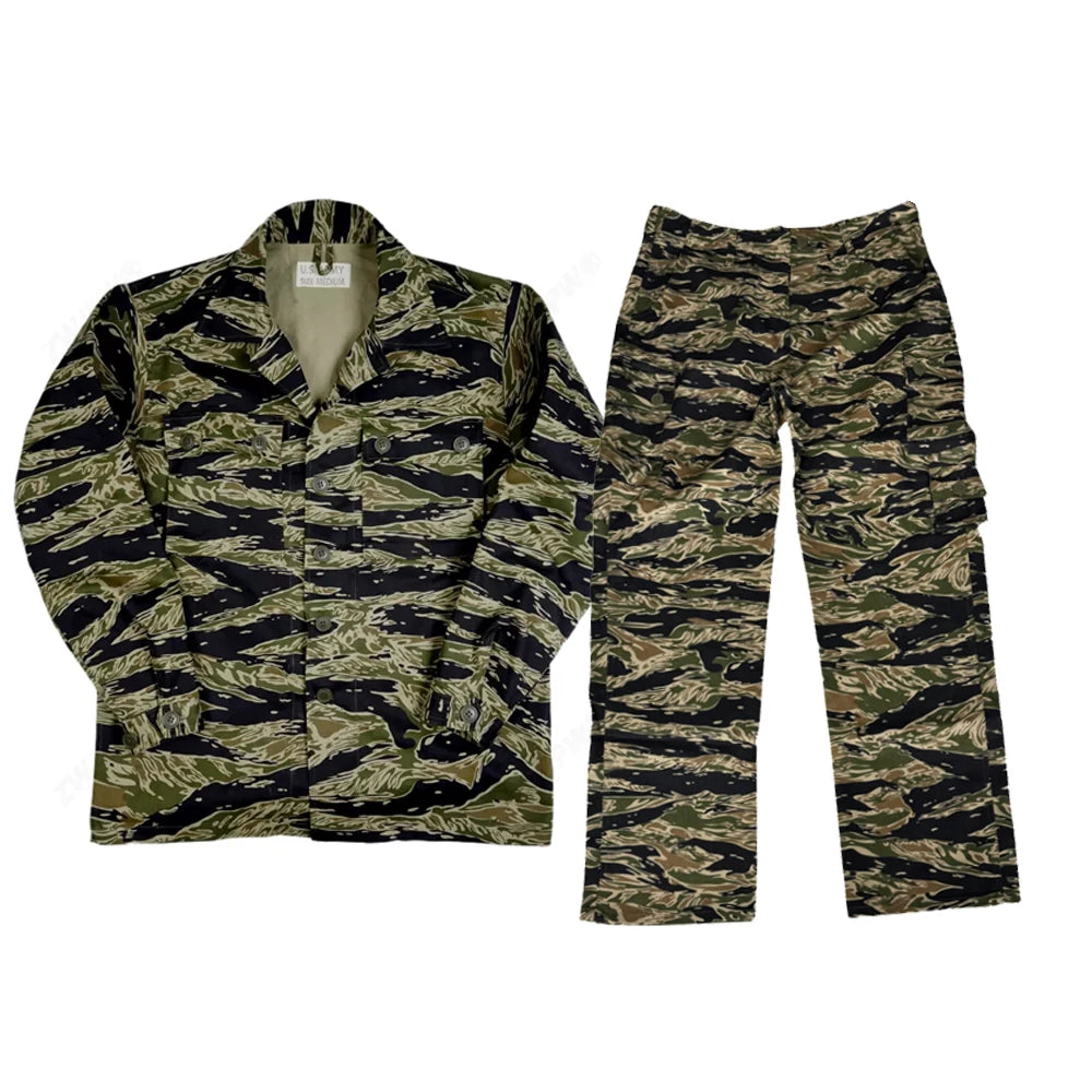 Tiger Jacket Vietnam Suit Tabby Striped Top and Pants Replica World War II Equipment Casual Training Suit WW2