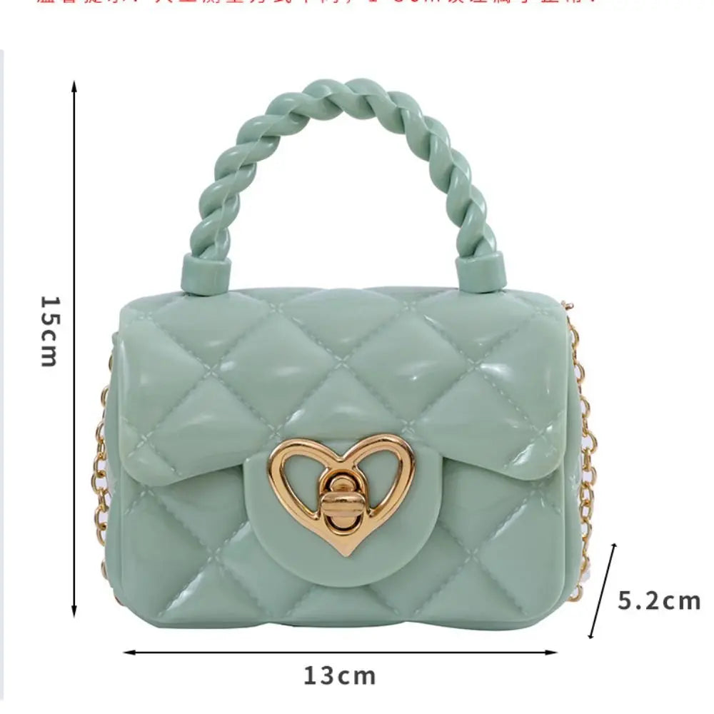 Fashion Kids PU Leather Crossbody Bags Girls Heart Shoulder Bags Children Mini Coin Purses Jelly Bag Kids Handbag Gifts