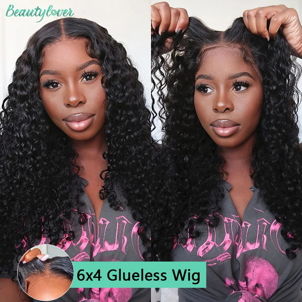 30" Water Wave Glueless Human Hair Wig – 6x4 Pre-Cut Lace