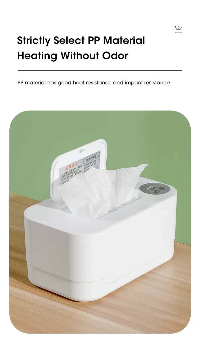 Portable Baby Wipe Warmer 2-in-1 Heated Towel Dispenser with LED Display Heating Box for Home Car Travel Accessories