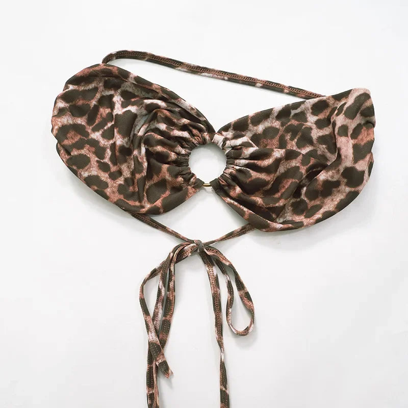 FAGADOER Sexy Mesh See Through Leopard Print Two Piece Sets Women Crop Top + Long Sleeve Coat + Shorts Outfits Female Clubwear