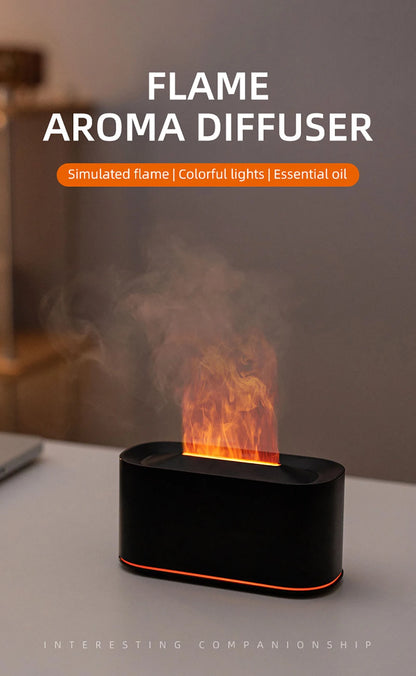 Air Aroma Humidifier USB Desktop Flame Humidifier for Home Mini Air Humidifier Fragrance Essential Oil Diffuser with Night Light