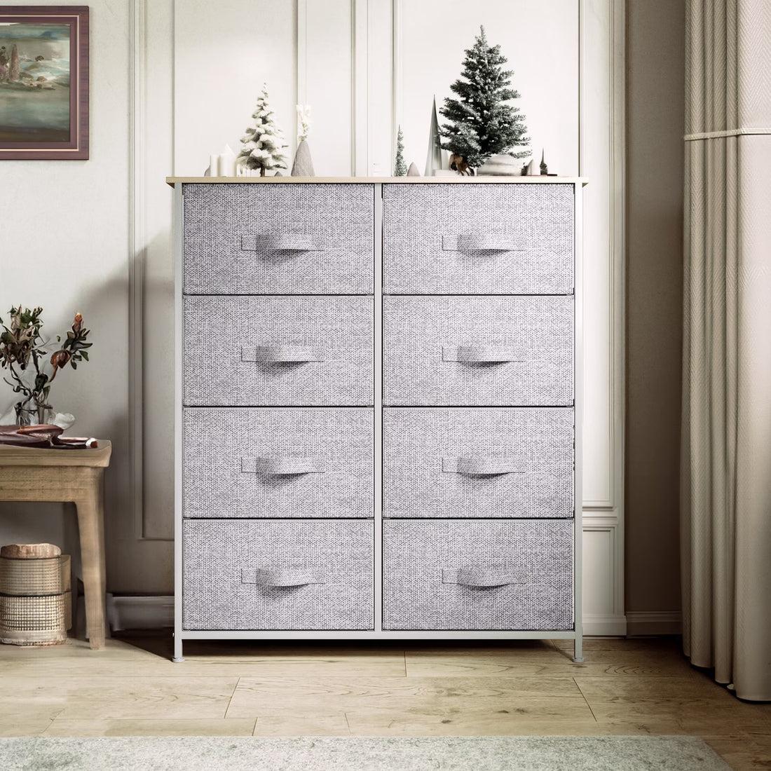 8 Drawer Dresser Chest of Drawer Dressers for Fabric Storage Dressers for Living Room Light Gray