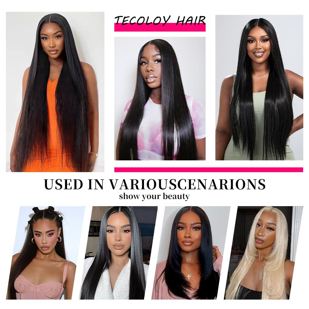 Wigs Human Hair Straight Lace Front Human Hair Wig Pre Plucked 13X4 HD Transparent 36 Inch Lace Frontal Straight Human Hair Wigs for Women with Baby Hair Glueless Natural Black