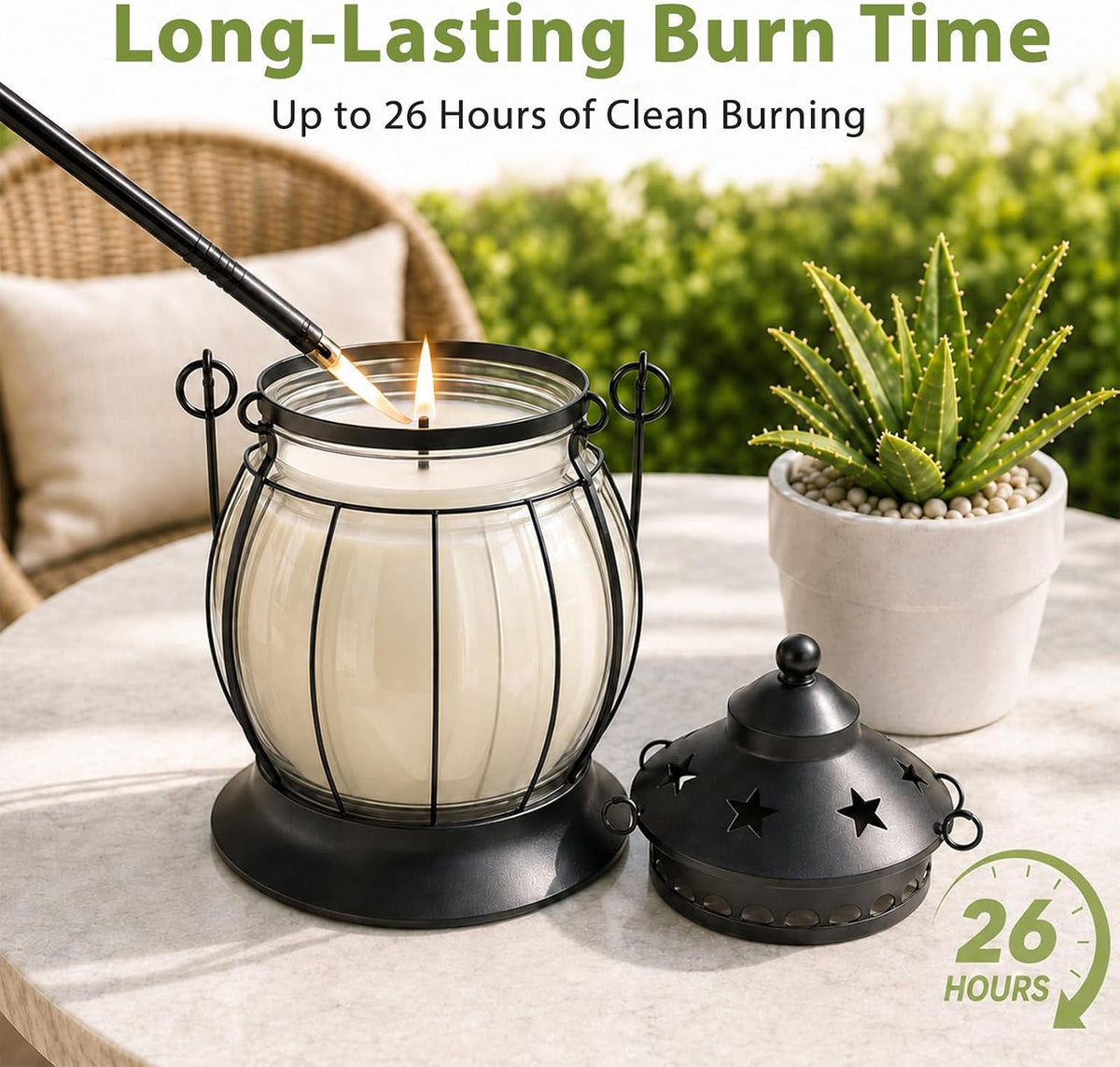 Citronella Candles Outdoor, 2 Pack Citronella Candle Lanterns with Lid