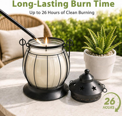 Citronella Candles Outdoor, 2 Pack Citronella Candle Lanterns with Lid