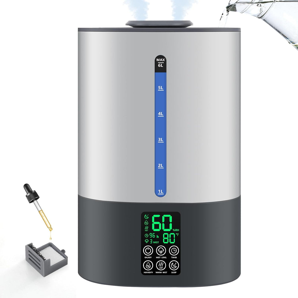 6L Warm &amp; Cool Mist Humidifiers for Bedroom,Large Room,Plants