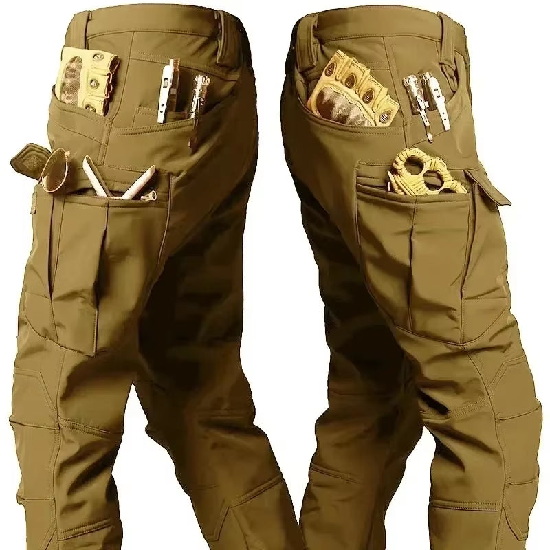 NEW Camo Fleece Warm Sets Winter Soft Shell Tactical Jacket Cargo Pant Outdoor Multi-Pocket Waterproof Hunting Suit
