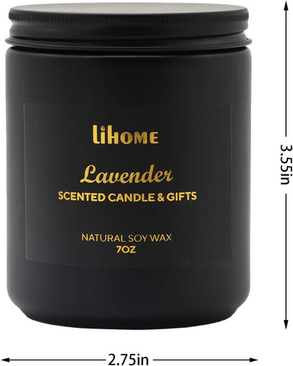 Candles Gifts for Men - Room Decor for Men, Natural Soy Wax Candles for Home Scented, Lavender Black Candles