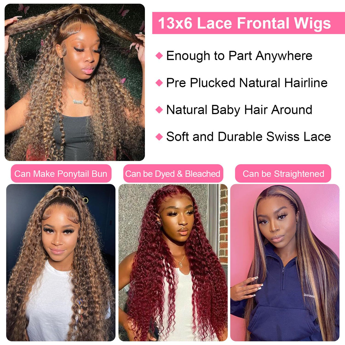13X6 Highlight Ombre Deep Wave Lace Front Wigs Human Hair Honey Blonde Wig