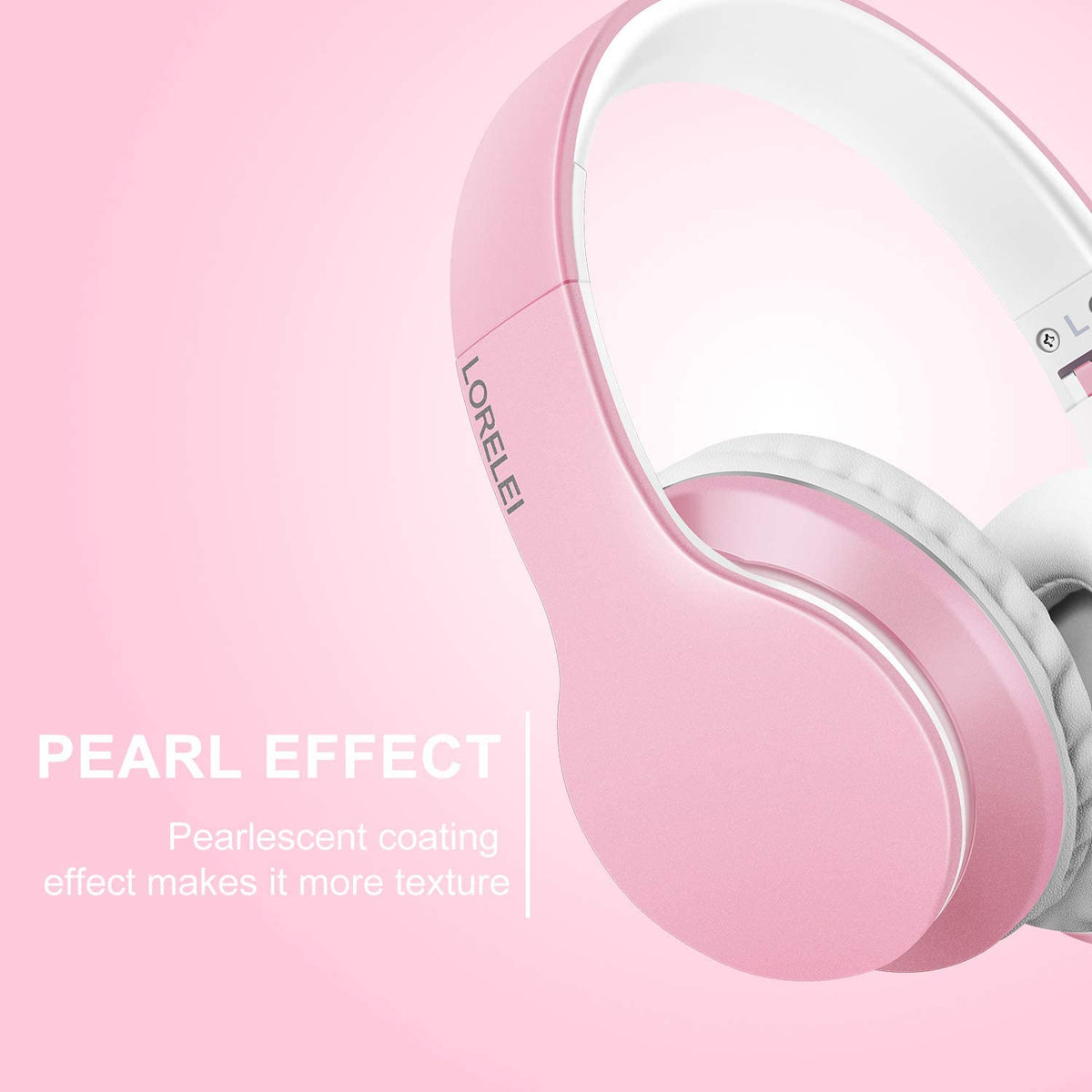 X6 Over-Ear Headphones with Microphone, Lightweight Foldable &amp; Portable Stereo Bass Headphones with 1.45M No-Tangle, Wired Headphones for Smartphone Tablet MP3 / 4 (Pearl Pink)