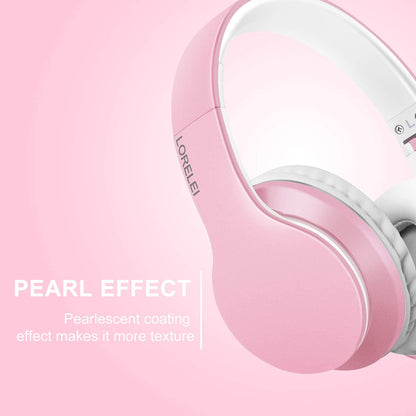 X6 Over-Ear Headphones with Microphone, Lightweight Foldable &amp; Portable Stereo Bass Headphones with 1.45M No-Tangle, Wired Headphones for Smartphone Tablet MP3 / 4 (Pearl Pink)