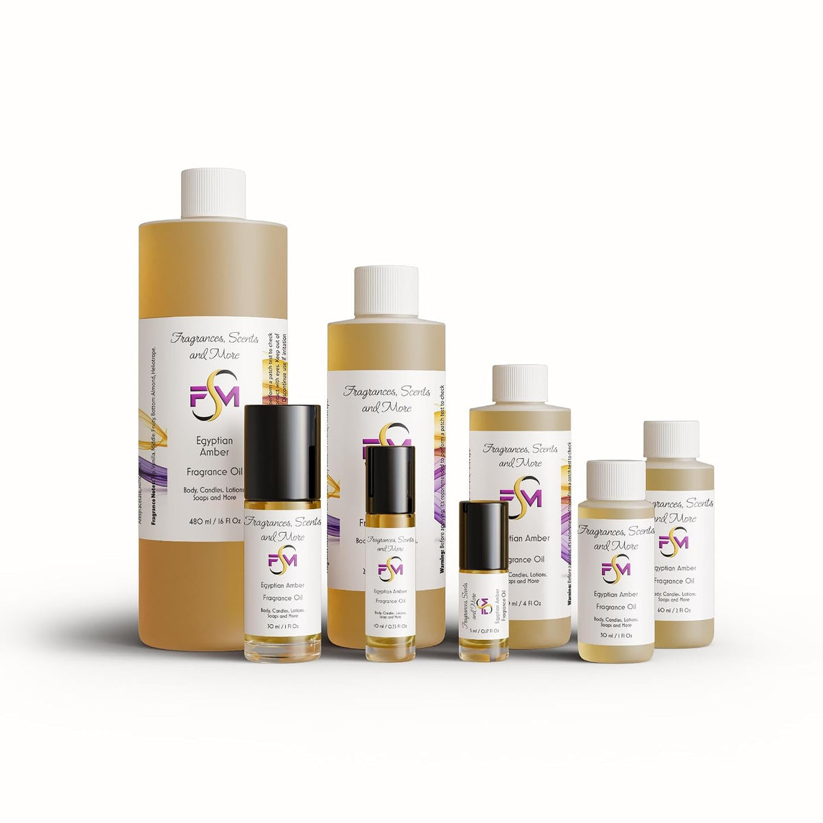 Egyptian Amber Perfume/Body Oil - 3 Bottles 0.33 Fl Oz Glass Roll on (10Ml)