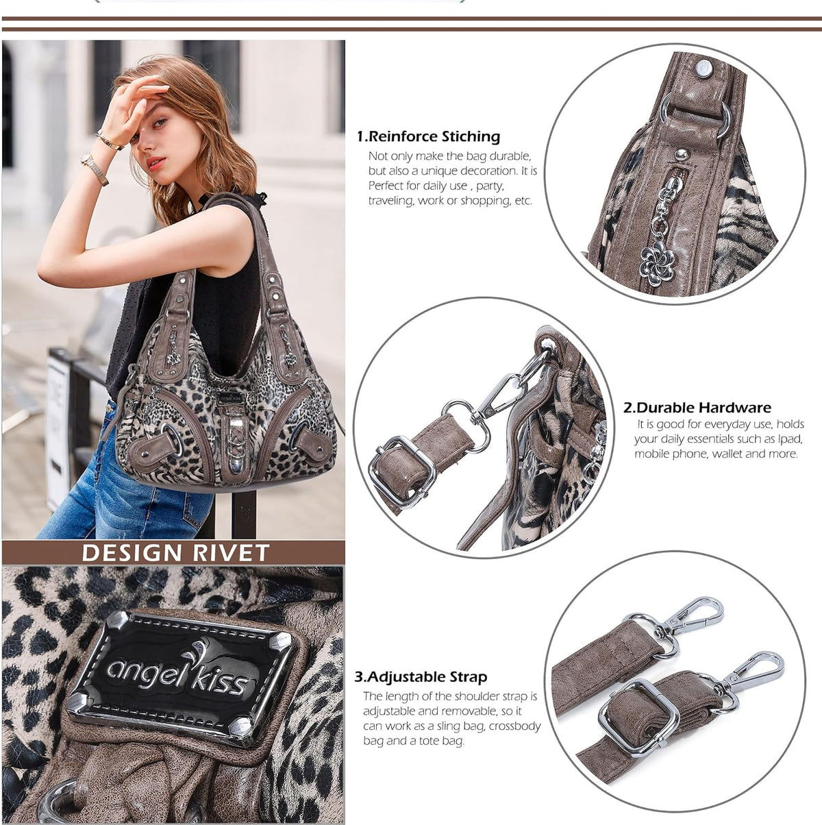 Angelkiss Hobo Purses and Handbags for Women Satchel Handbag Women Purses Large Daily Shoulder Bags