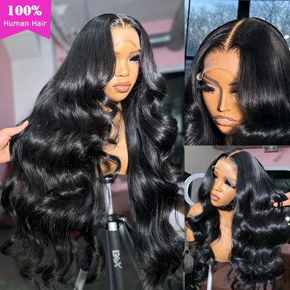 13X6 Body Wave Lace Front Wigs Human Hair 30 Inch HD Transparent 220% Density Glueless Wigs Human Hair Pre Plucked with Baby Hair for Black Women