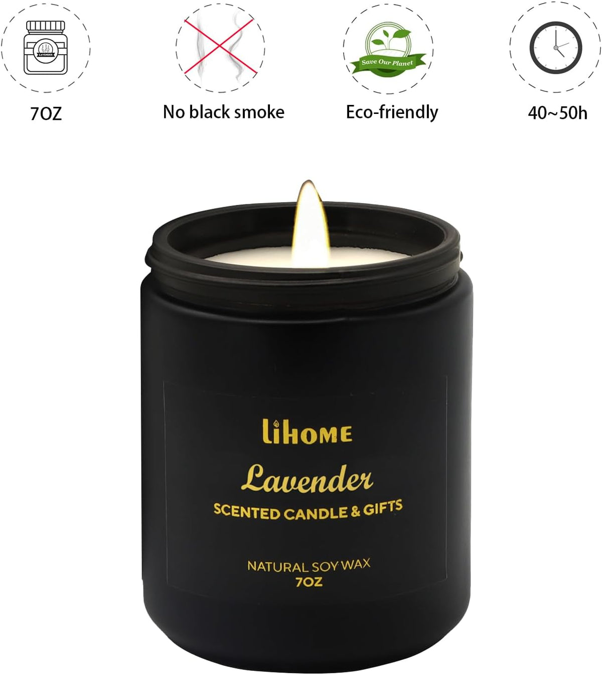 Candles Gifts for Men - Room Decor for Men, Natural Soy Wax Candles for Home Scented, Lavender Black Candles