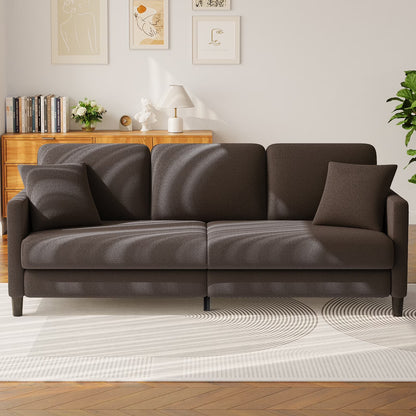 83" Sofa Couch for Living Room,Comfy Teddy Fleece Loveseat Sofa,Extra Deep Seat Couches , Tool-Free Setup Love Seat with 2 Pillows,Brown