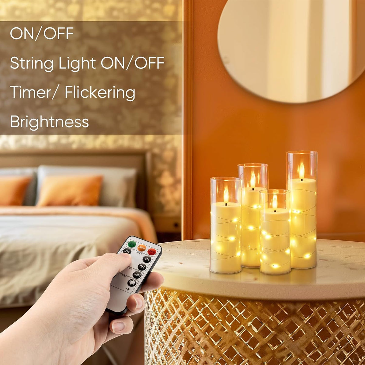 Flickering Flameless Candles with Remote, LED Fake Pillar Candles