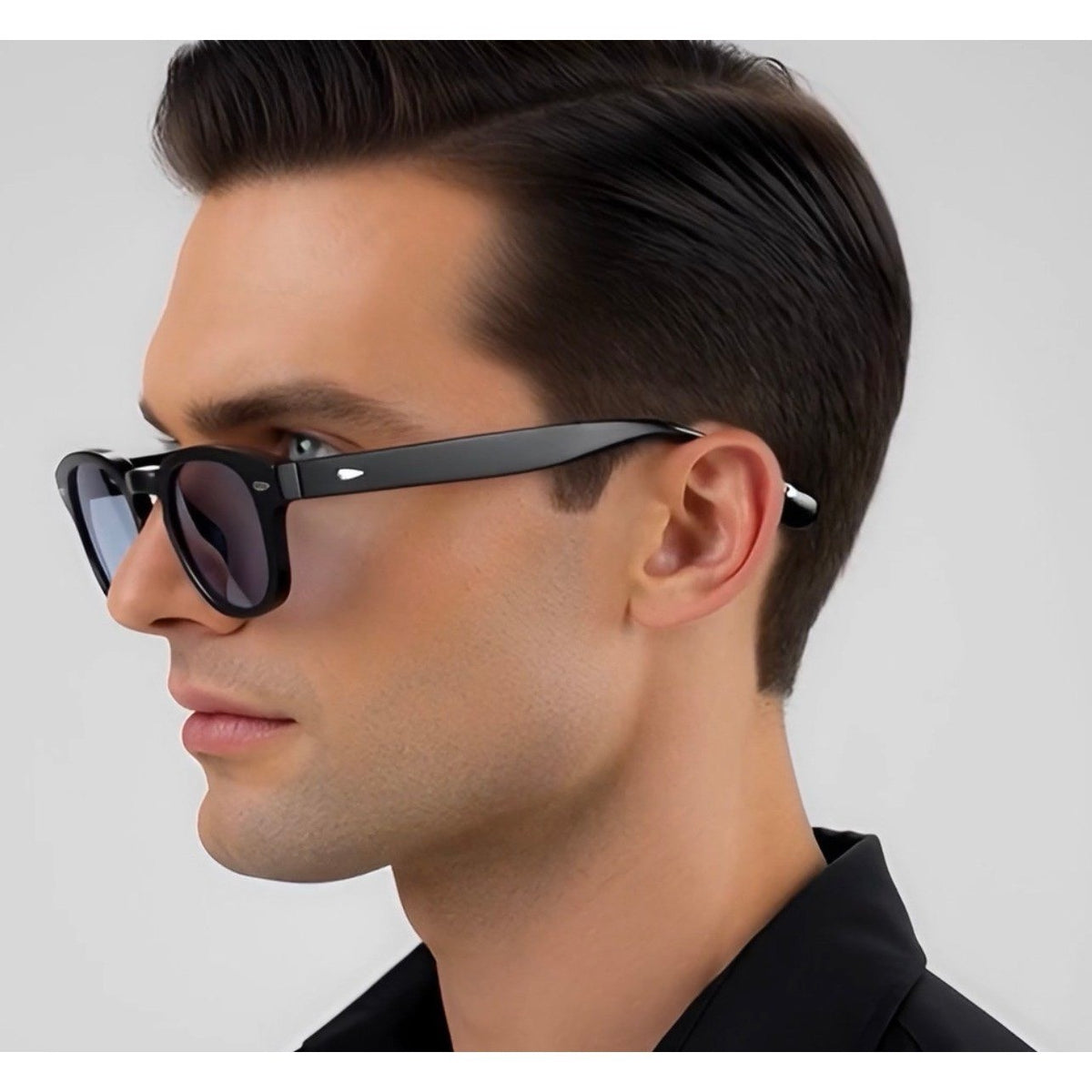 Blue Lens Sunglasses round Frame Retro Style Men&