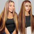 13X6 Ombre Lace Front Wig Human Hair Highlight Straight Wig 30 Inch