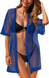 Women Swimsuit Coverup Crochet Beach Cover up Short Sleeve Kimono Cardigans