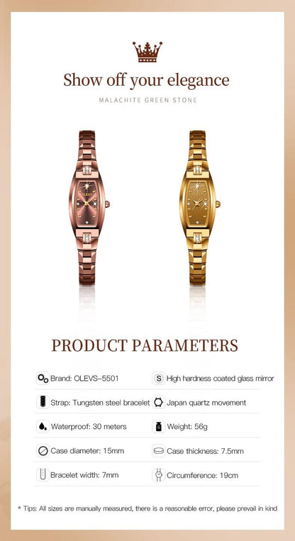 Square Watches for Women Luxury Tungsten Steel Small Wrist Watch