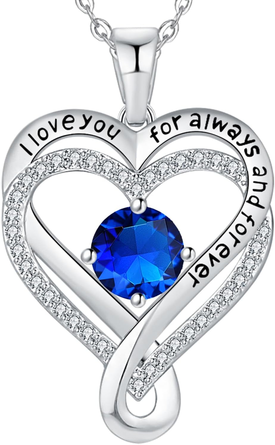 Jewelry for Women Wife Infinity Heart Birthstone I Love You Necklace S925 Anniversary Women Necklaces for Her Wife Birthday Gift Ideas, Birthday Present for Girlfriend Mom Daughter Sterling Silver