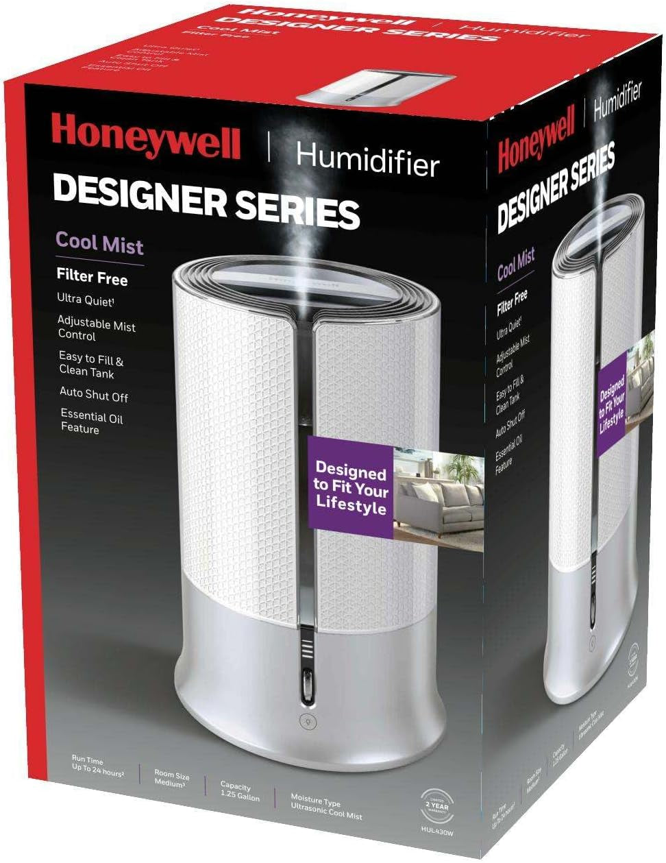 Designer Series Cool Mist Humidifier, White
