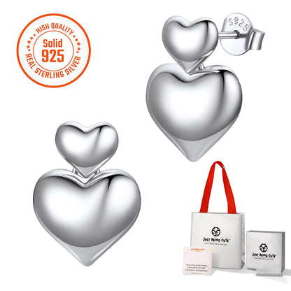 Hypoallergenic Heart Earrings for Women, Real 925 Sterling Silver Heart Stud Earrings Jewelry Gifts for Birthday Graduation