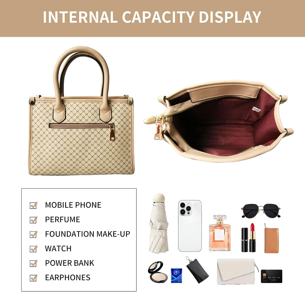 Womens Purses and Handbags, Top Handle Satchel Shoulder Tote Bag