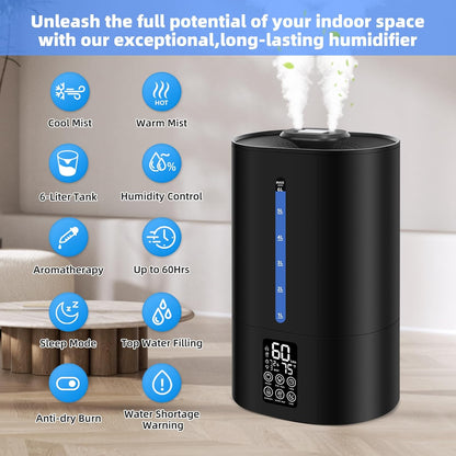 6L Warm &amp; Cool Mist Humidifiers for Bedroom,Large Room,Plants