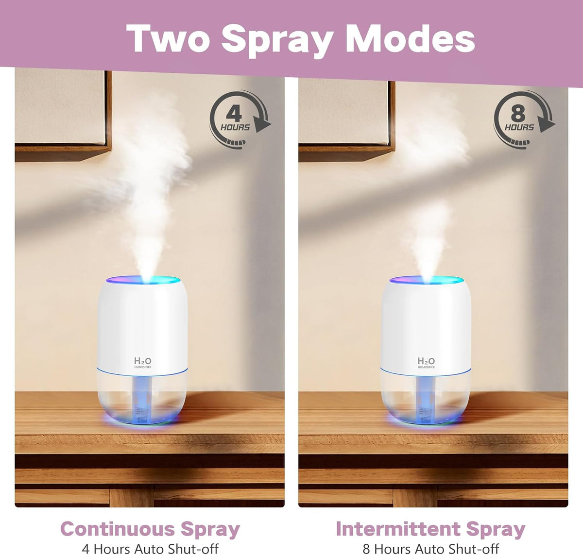 Mini Humidifiers for Bedroom, 200Ml Small Humidifier for Home Plant, Room Humidifiers for Bedroom Auto Shut-Off for Car Office Desktop, Gray White