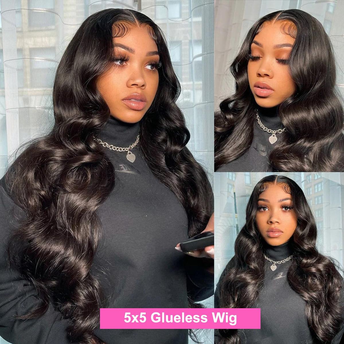 28 Inch Glueless Wigs Human Hair Pre Plucked Pre Cut 5X5 Closure Body Wave