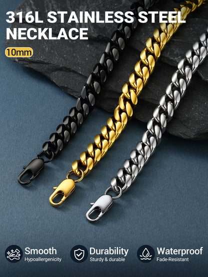 14K Gold Plated Cuban Chain for Men Curb Necklace 10Mm Thick Birthday Valentines Father Day Jewelry Gifts for Husband Dad 14 Inch