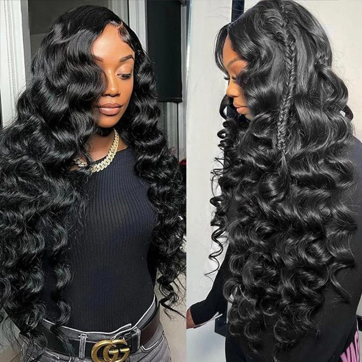 28 Inch 250% Density HD Lace Front Wigs Human Hair Loose Wave 100% Real Human Hair 15A Full 13X4 Large Lace Loose Deep Wave Wig Pre Plucked No Synthetic No Tangle No Shedding Triple Lifespan 3X