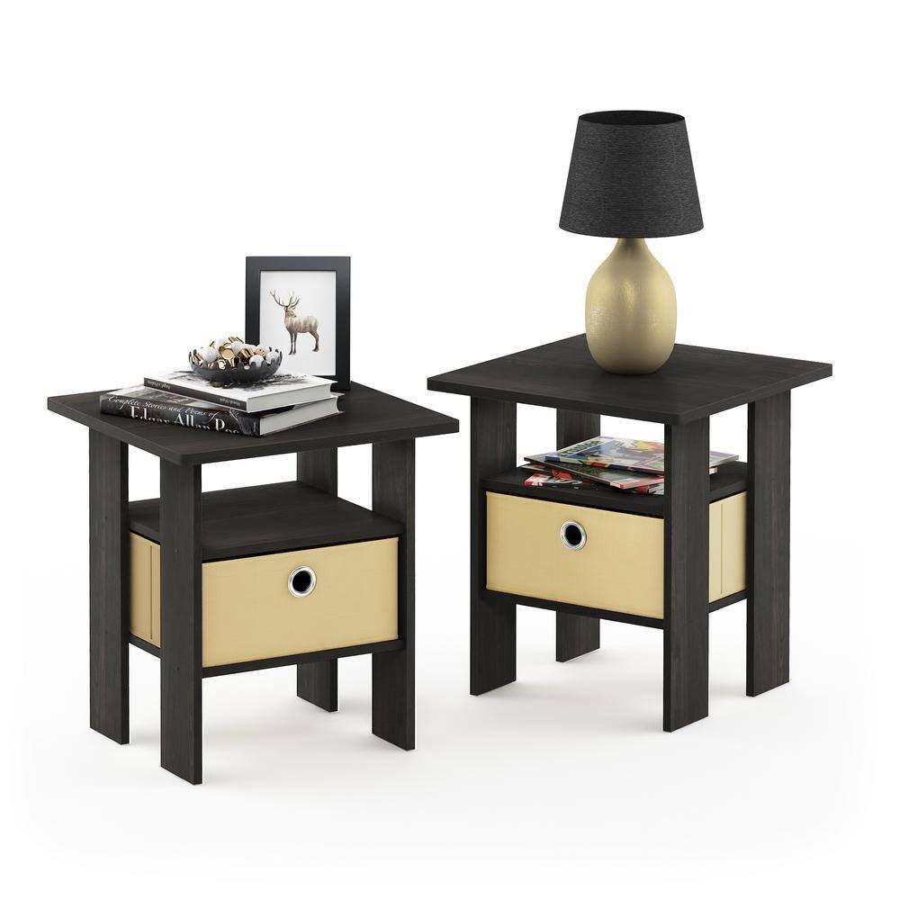 Home Living Espresso Storage End Table (Set of 2)