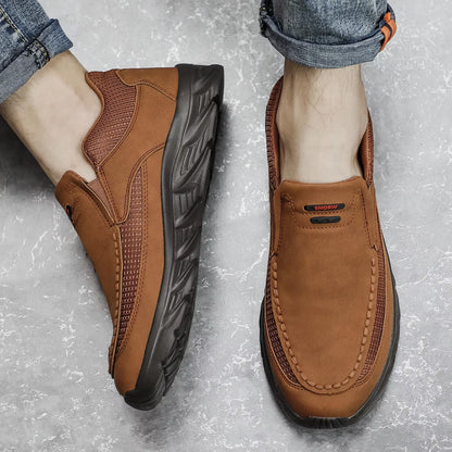 Men Leather Casual Shoes Breathable Loafers Men Sneakers 2024 New Male Comfortable Leather Flat Footwear Sneakers Men Shoes