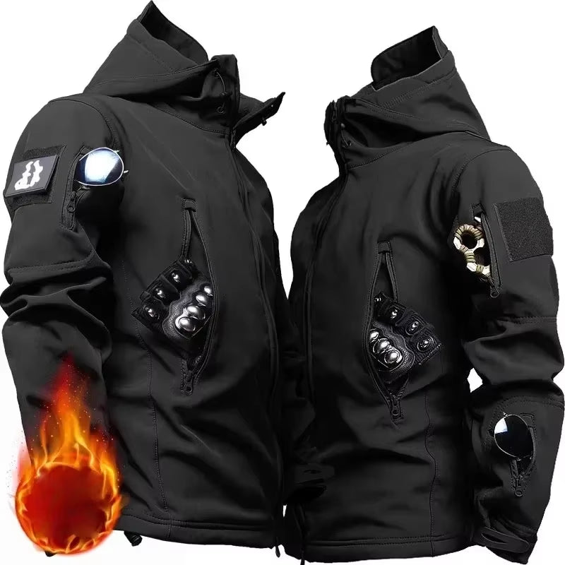 NEW Camo Fleece Warm Sets Winter Soft Shell Tactical Jacket Cargo Pant Outdoor Multi-Pocket Waterproof Hunting Suit