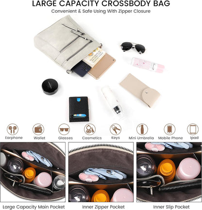 Medium Crossbody Bags for Women, PU Leather Travel Crossbody Purses