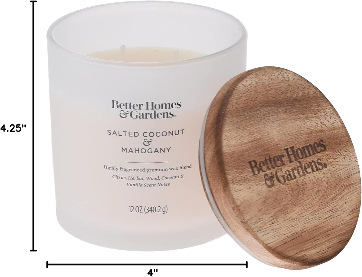 12Oz Scented Candle, Salted Coconut &amp; Mahogany 2-Pack, Cream, 35524