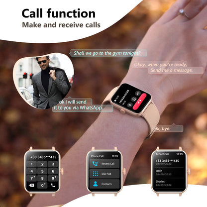 Smart Watch for Women,(Answer/Make Calls/Push Message),With 100+ Sports Modes,350Mah Battery,Fits for Android Ios Apple Samsung,Pink