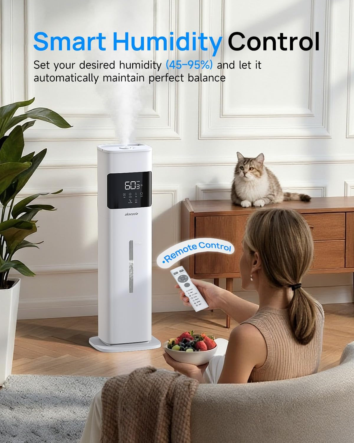 Warm &amp; Cool Mist Humidifiers for Bedroom, Top-Fill Humidifier Large Room with Essential Oil Diffuser, Large Room Humidifiers for Home Baby Nursery Office Plants, White
