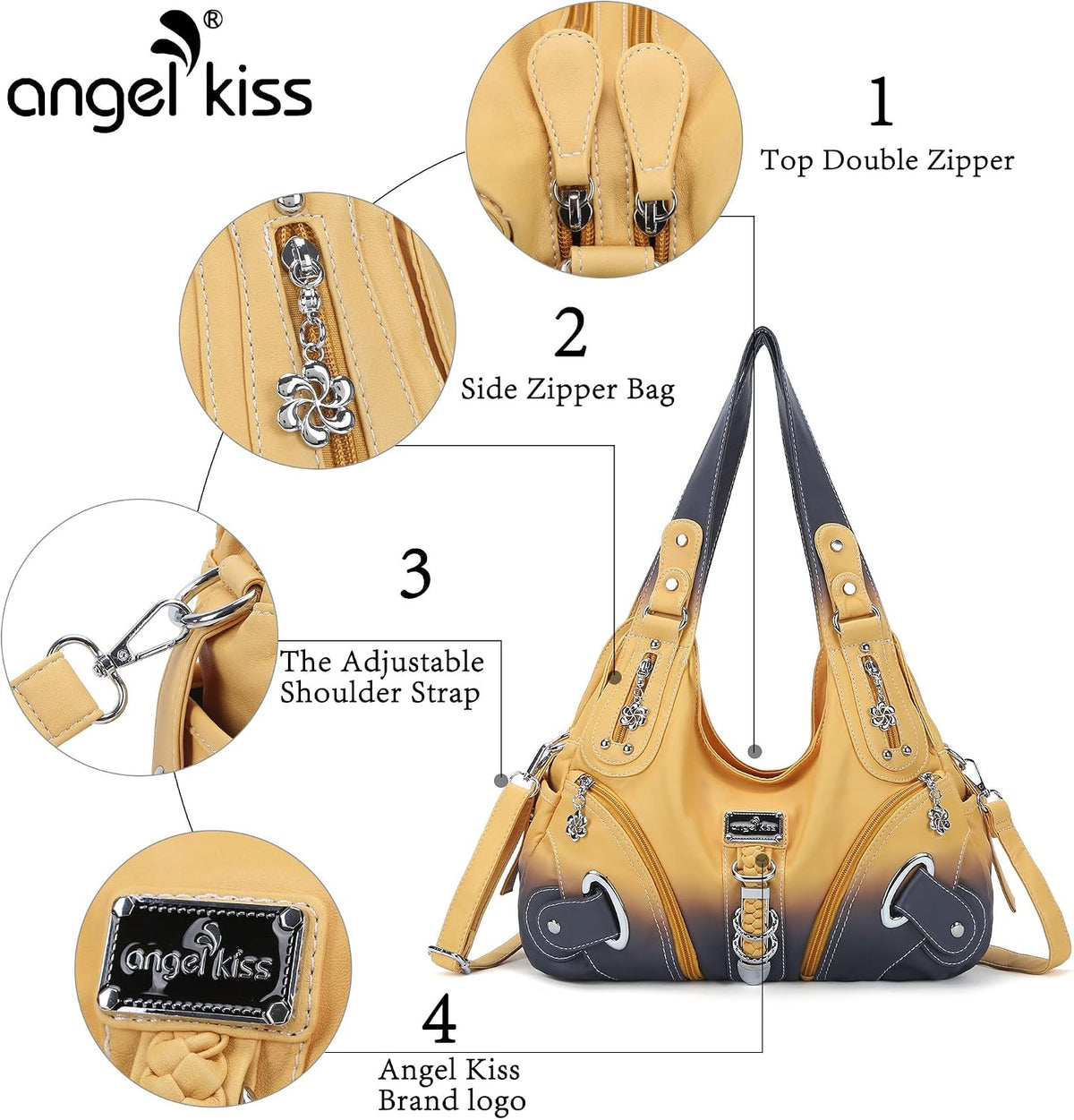Angelkiss Hobo Purses and Handbags for Women Satchel Handbag Women Purses Large Daily Shoulder Bags