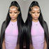 13X6 Lace Front Wigs Human Hair 26 Inch HD Straight Wigs 180 Density Black